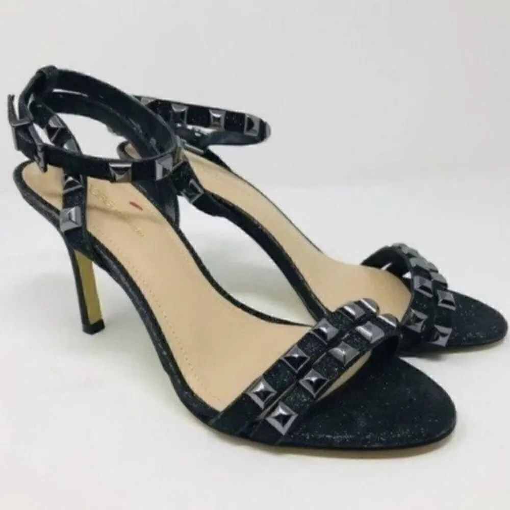 BCBGeneration black studded sparkle heels ankle strap 6.5M BoxG